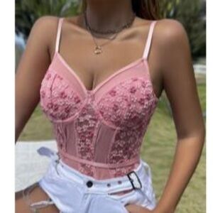 Pink and floral body suit